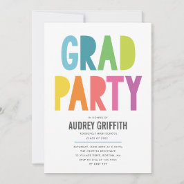 ブライトグカラフルラードパーティの招待状 招待状