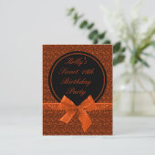 ブライトグリッターオレンジハロウモダンィーンスイート16パーティー 招待状 (スタンド正面)