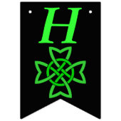 ブライトグリーンアイルランドケルト結び目模様デザインオンブラック バンティングフラッグ (第1の旗)