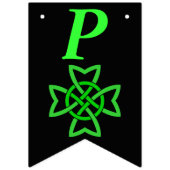 ブライトグリーンアイルランドケルト結び目模様デザインオンブラック バンティングフラッグ (第3の旗)