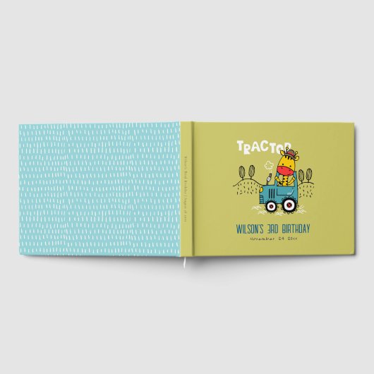 ブライトグリーンキレーフインファームトラクターボーイズ誕生日 ゲストブック (全面)