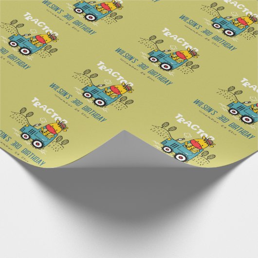 ブライトグリーンキレーフインファームトラクターボーイズ誕生日 ラッピングペーパー (角)