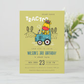 ブライトグリーンキレーフインファームトラクターボーイズ誕生日 招待状 (スタンド正面)
