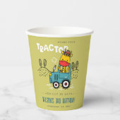 ブライトグリーンキレーフインファームトラクターボーイズ誕生日 紙コップ (正面)