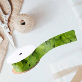 ブライトグリーンシャームロックフローラ サテンリボン