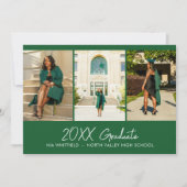 ブライトグリーンシンプルフォトコラージュ卒業パーティー 招待状 (正面)