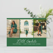 ブライトグリーンシンプルフォトコラージュ卒業パーティー 招待状 (スタンド正面)