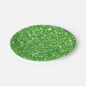 ブライトグリーンスパークルグリッターグラムカスタムパーティー ペーパープレート (アングル)