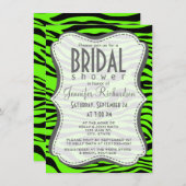 ブライトグリーンゼブラアニマルプリント 招待状 (正面/裏面)