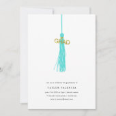 ブライトグリーンタッセル卒業パーティフォトカスタム 招待状 (正面)