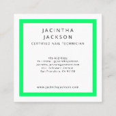 ブライトグリーンネオンモダンネイリストサロン スクエア名刺 (裏面)