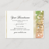 ブライトグリーンピンクグリッターホワイト&金ゴールドダイヤモンド 名刺 (裏面)