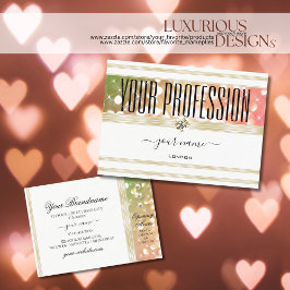 ブライトグリーンピンクグリッターホワイト&金ゴールドダイヤモンド 名刺