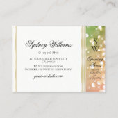 ブライトグリーンピンクグリッターホワイト&金ゴールドモノグラム 名刺 (裏面)