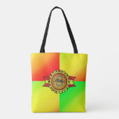 ブライトグリーンフレンドリードラゴンモノグラム トートバッグ (裏面)