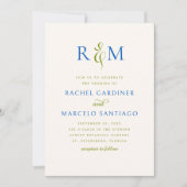 ブライトグリーンブルーシンプルモノグラム結婚ズ 招待状 (正面)