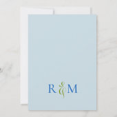 ブライトグリーンブルーシンプルモノグラム結婚ズ 招待状 (裏面)