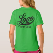 ブライトグリーン会社ロゴスワッグビジネスキッズガールズ Tシャツ (裏面)
