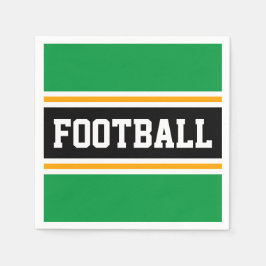 ブライトグリーン白黒イエローサッカーストライプ選手 スタンダードカクテルナプキン