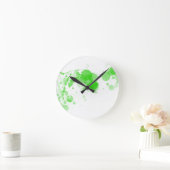ブライトグリーン絵を描抽象芸術(ばちゃばちゃ)跳ねるロッジ ラウンド壁時計 (ホーム)