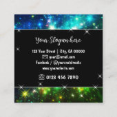 ブライトグリーン銀河系星雲グリッター星 スクエア名刺 (裏面)