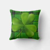 ブライトグリーン3リーフクローバーオンプレイドタータンチェック クッション (裏面)