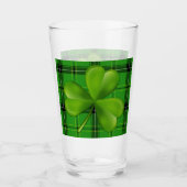 ブライトグリーン3リーフクローバーオンプレイドタータンチェック タンブラーグラス (正面)