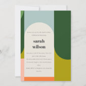 ブライトグルーヴィレトロアーチ抽象芸術任意の年齢誕生日 招待状 (正面)