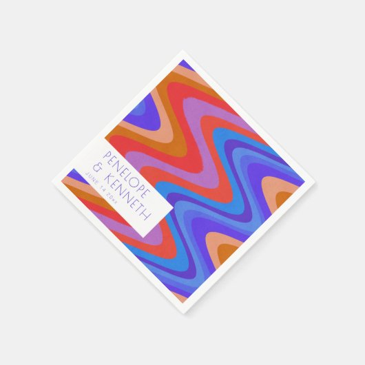 ブライトグルーヴィレトロブルーパープル結婚ズカスタム スタンダードカクテルナプキン (角)