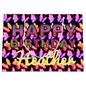 ブライトグローバタフライレインボーかわいらしパステルパーティー ラージペーパーバッグ (正面)