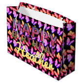 ブライトグローバタフライレインボーかわいらしパステルパーティー ラージペーパーバッグ (裏面アングル)