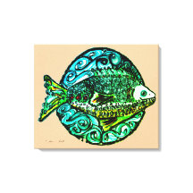 ブライトコンテンポラリーフレンドリーフィッシュ素晴らしアートプリント