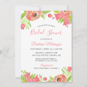 ブライトコーラルピンクフローラガーデンブライダルシャワー 招待状 (正面)