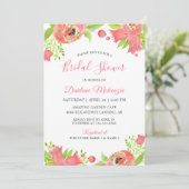 ブライトコーラルピンクフローラガーデンブライダルシャワー 招待状 (スタンド正面)