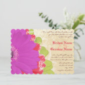 ブライトコーラルライムパープルガーベラウェディングアクト 招待状 (スタンド正面)
