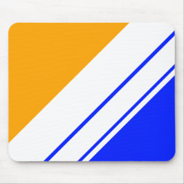ブライトゴールデンイエローブルーホワイトレーシングストライプズ マウスパッド