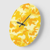 ブライトゴールデンイエロー迷彩柄デコーカラフルル ラージ壁時計 (傾斜)