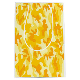 ブライトゴールデンイエロー迷彩柄多目的抱き枕 ミディアムペーパーバッグ
