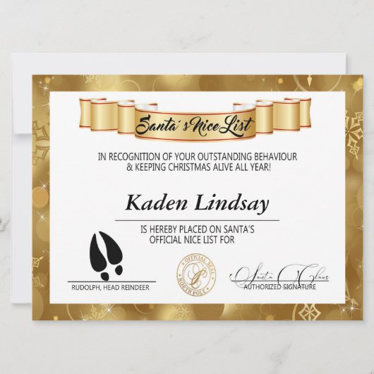 ブライトゴールデンサンタのナイスリスト シーズンカード (正面)