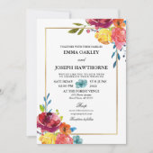 ブライトサマーカラフルクラシック結婚フローラI 招待状 (正面)