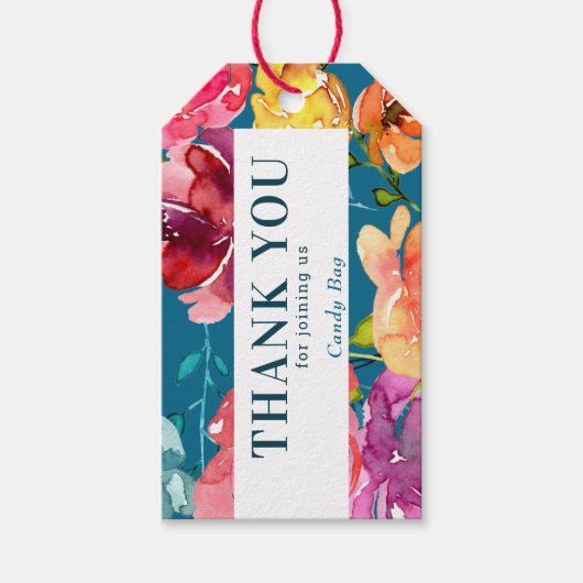 ブライトサマーカラフルターコイス結婚式の引き出物ラベル ギフトタグ (正面)