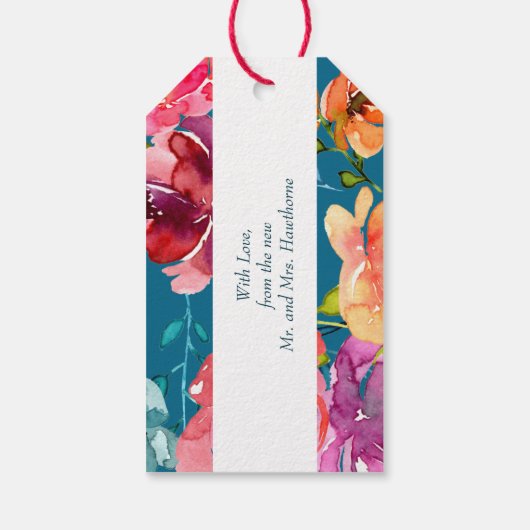ブライトサマーカラフルターコイス結婚式の引き出物ラベル ギフトタグ (裏面)