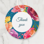 ブライトサマーカラフルターコイス結婚式の引き出物ラベル フェイバータグ (正面)