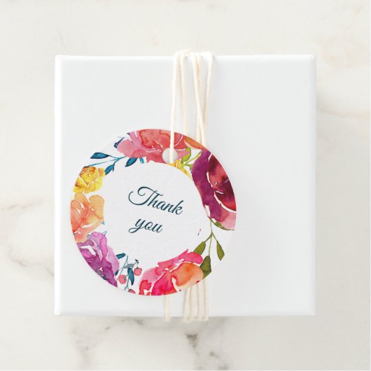 ブライトサマーカラフルターコイス結婚式の引き出物ラベル フェイバータグ (インサイチュ)