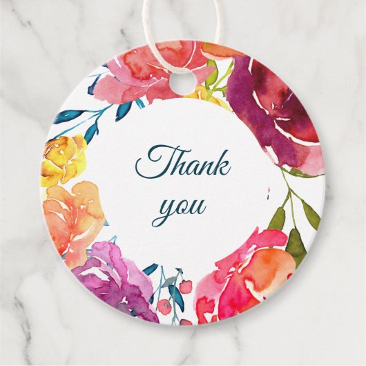 ブライトサマーカラフルターコイス結婚式の引き出物ラベル フェイバータグ (正面)