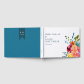 ブライトサマーカラフルターコイズ結婚フローラ ゲストブック (全面)