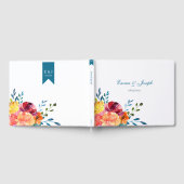 ブライトサマーカラフルターコイズ結婚フローラ ゲストブック (全面)