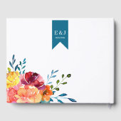 ブライトサマーカラフルターコイズ結婚フローラ ゲストブック (裏面)