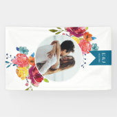 ブライトサマーカラフルターコイズ結婚フローラ 横断幕 (横)