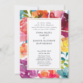 ブライトサマーカラフルターコイズ結婚フローラI 招待状 (正面)